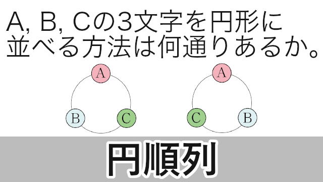 円順列 A,B,Cの3文字を円形に並べる方法