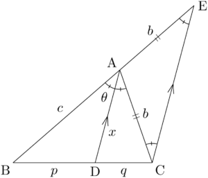 角の二等分線の性質の証明