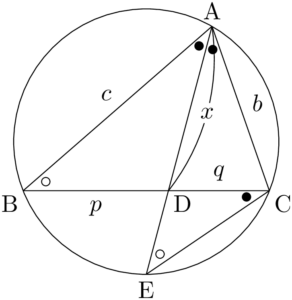 三角形ABCとその外接円と角の二等分線