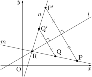 直線lに関して直線mの対称な直線n